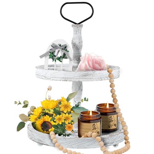 2-Tier Rustic Cupcake Stand with Handle, Elegant Serving Tray for Cakes, Desserts, and Snacks – Perfect for Parties, Kitchen Decor, and Home Displays