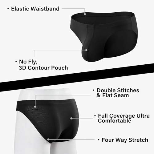 Casey Kevin Men's Ice Silk Briefs Low Rise Breathable Cooling Bikini Underwear for men,Quick Dry Tagless Underpants Pack3