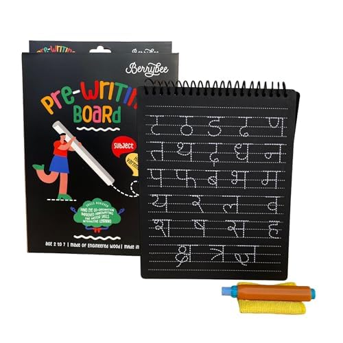 Image of Berrybee 8-in-1 Montessori-Inspired Hindi Pre-Writing Board | Tracing Board for Akshar, Vowels, Consonants & Patterns | Reusable Handwriting Practice Board | Educational Toy for Kids Ages 2-6