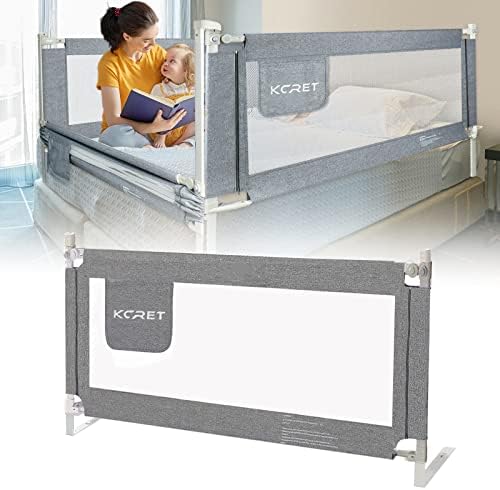 KCRET Bed Rail for Toddlers,Upgraded Infants Safety Bed Guardrail with Breathable Fabric for Twin, Double, Full-Size Queen & King Mattress (59“×30”, Gray)