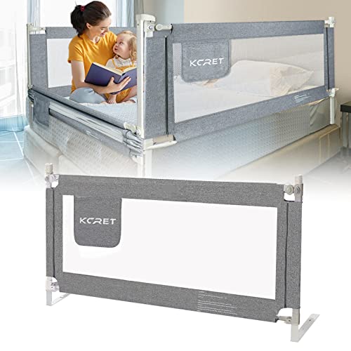 Kcret Bed Rail For Toddlers,Upgraded Infants Safety Bed Guardrail With Breathable Fabric For Twin, Double, Full-Size Queen & King Mattress (59“×30”, Gray) #TOP1