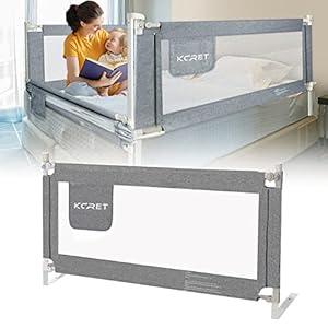 KCRET Bed Rail for Toddlers,Upgraded Infants Safety Bed Guardrail with Breathable Fabric for Twin, Double, Full-Size Queen & King Mattress (47.2″×30”, Gray)