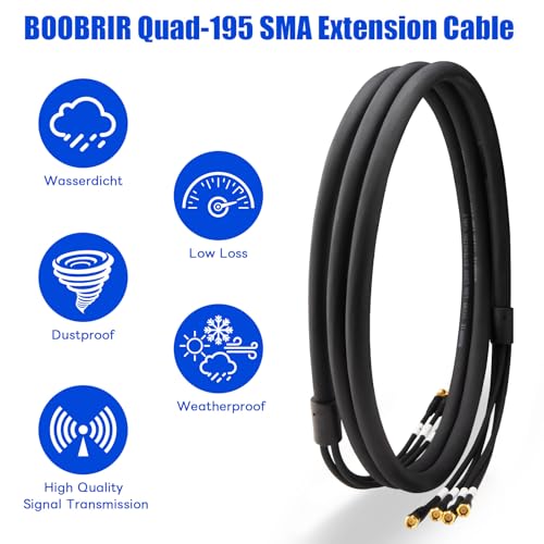 Image of Quad-195 Cable 9.48FT SMA Extension Cable SMA Male to SMA Female Coaxial Cable Ultra Low Loss for 5G /4G Routers,Gateways(T-Mobile Home Internet, Verizon, AT&T,4x4 MIMO Antenna, 4-in-1