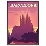 JUNOMI® Barcelona Poster XL, DIN A2 Wohnzimmer Deko, 