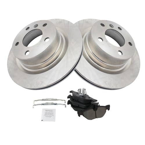 Image of TRQ Rear Brake Pad and Rotor Set Semi Metallic Rotors