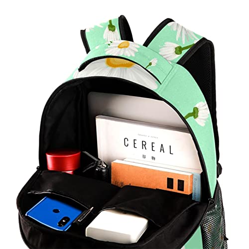 Mochila para portátil cómoda y ligera con diseño de margaritas negras 4