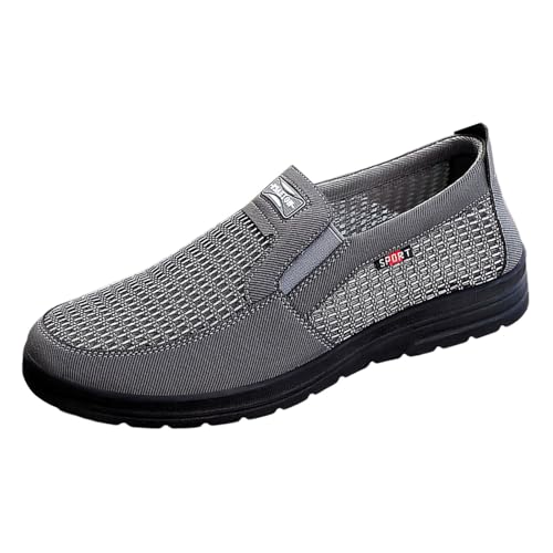 Generisch Zapatillas de deporte de malla de color sólido para hombre cómodas para correr, gris, 44 EU