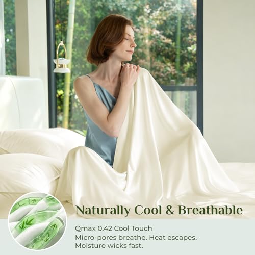 Image of BEDELITE Bamboo Viscose Sheet Set, Full Size, 4 Pieces, Ivory