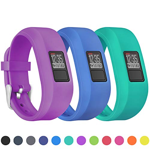 Mosstek Bands Compatible with Garmin Vivofit 3/jr/jr 2, Soft Silicone Replacement Sport Wristbands
