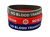 No Blood Transfusion Silicone Adult Medical Alert Bracelets Set of 3