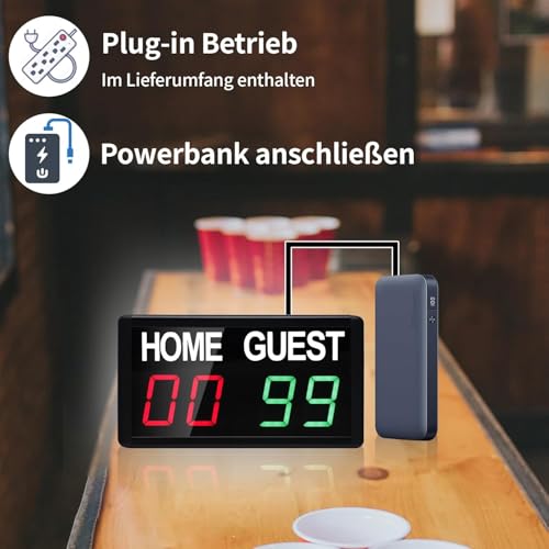GAN XIN Anzeigetafel Elektronische, Tragbare LED Anzeigetafel 1.8 Zoll Digitale Scoreboard mit Fernbedienung für Basketball, Fußball, Volleyball