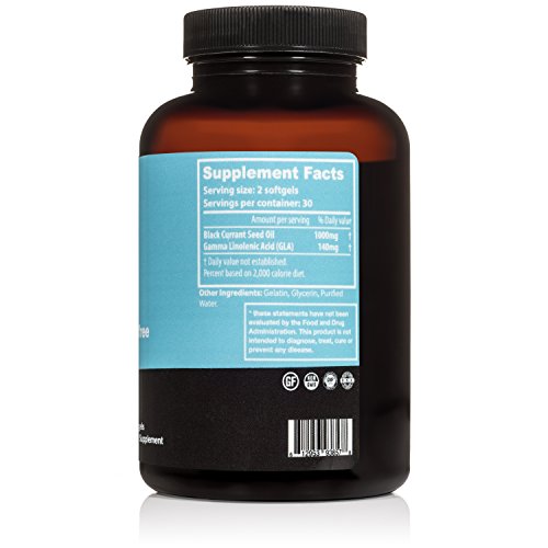 Black Currant Oil 1000Mg - Cold Pressed - Hexane Free - High In Gla - Supports Healthy Hair, Skin, And Nails - Assists Menstrual Cycle - Premium Black Currant Seed Oil Softgel Supplement #TOP1