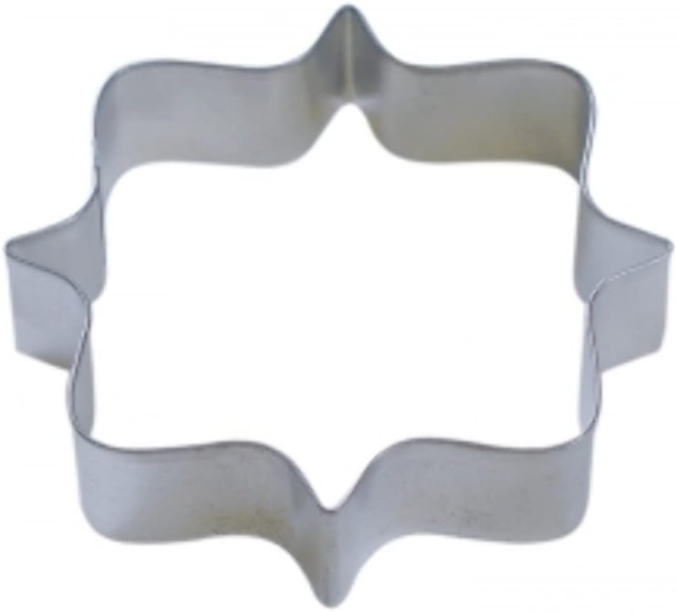 R & M Square Plaque Tinplated Frame Cookie Cutter 4.25-Inch, Silver