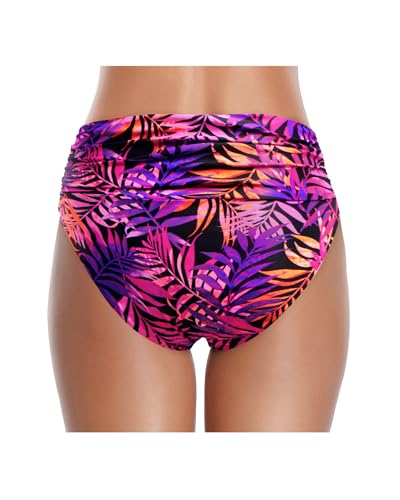 Image of Tempt Me Women's High Waisted Bikini Bottom Tummy Control Ruched Bathing Suit Swim Bottom