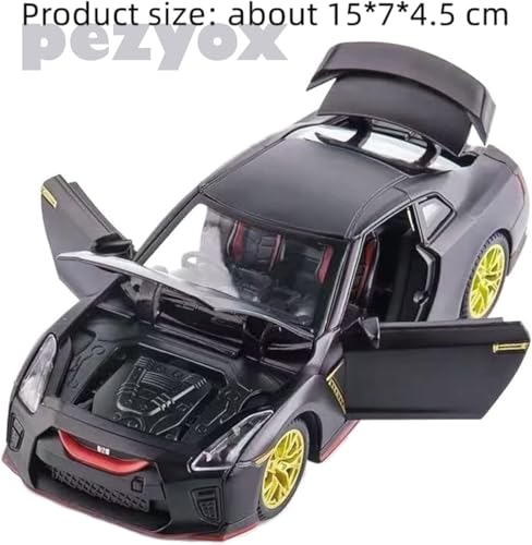 Image of 1:32 Scale Die-Cast Metal GT-R with Openable Doors and Pull Back Action with Lights & Music (Black)