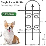 Amagabeli Dekoratives Gartenzaun 81cm(H) x 41cm(L) (8 Panels, Gesamtlänge 3.3m), Rostfrei Metallzaun ohne Graben für Außenbereich, Grenzzaun, Hundezäune für Blumenbeete, Schwarz