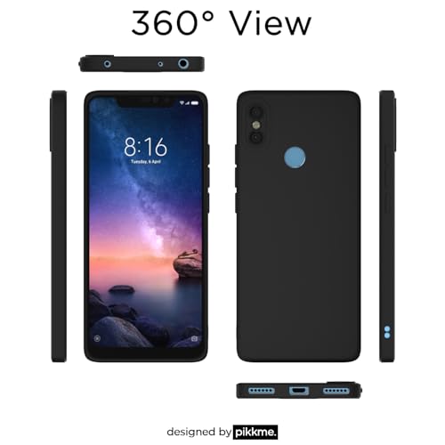 Image of Outlouders Back Cover for Redmi Note 6 Pro | Camera Protection | Durable Soft Matte Silicone Bumper Case (Black)