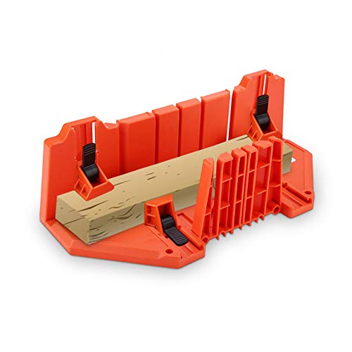 Mitre Box, Plastic Mitre Box Pruning Saw Wood Cutting Hand Saw Hardware Woodworking Tool Mitre Block Saw Box Woodworking Clamping Mitre Box with Clamp and 22.5°45°90 °Angle Slot Types for Woodworker