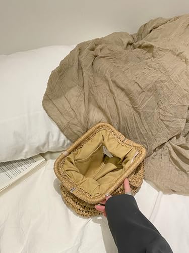 Image of Afashor Straw Clutch Purse for Women Summer Beach Woven Evening Bag Dumpling Casual Shoulder Handbag