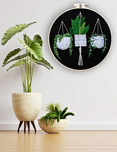 Embroidery Kit, Full Range Embroidery Starter Kit for Beginners, Embroidery Hoops, Color Threads and Tool, Cross Stitch Kit with Flowers and Plant Patterns and Instructions