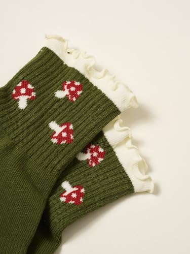Image of Shapes Studio Half Calf Grip Socks, Cute Fruit Pilates Socks, Ruffle Socks, Non-Slip for Barre Yoga