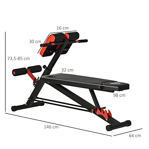 HOMCOM halterbank fitnessbank schuine bank multifunctioneel buiktrainer verstelbaar rvs zwart 64 x 146 x 73,5-85 cm - Image 4