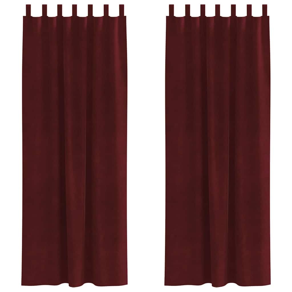 Zasłony zaciemniające, zestaw 2 sztuk, czerwone wino, 140 x 260 cm, aksamitne, nieprzejrzyste, termoizolacyjne, z pętelkami z materiału, do sypialni i salonu, 1,85 kg