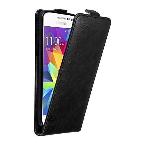 cadorabo Coque pour Samsung Galaxy Grand Prime en Noir Nuit - Housse Protection en Style Flip avec Fermoire Magnétique - Etui Poche Folio Case Cover