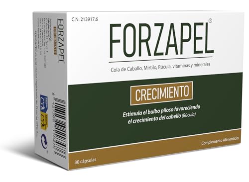 FORZAPEL® CRECIMIENTO 60 Cápsulas con Rúcula, Cola de Caballo, Mirtilo, Vitaminas B6 y B8 y Zinc
