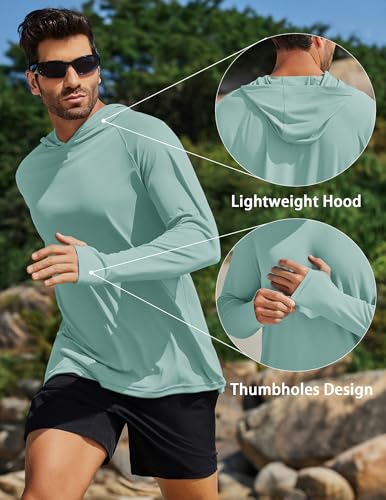 PINSPARK Men's UPF 50+ Long Sleeve Rash Guard - Sun Protection Hoodie UV SPF Fishing Shirt for Athletic Running Swim Hiking3