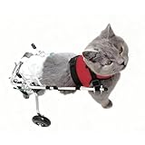 Cat Wheelchair, Adjustable Pet Mobility Cart, Aluminum Two-Wheel Rear Leg Support for Disabled/Paralyzed Cats, Shock-Absorbing Wheels, Breathable Harness(6-12 Months)