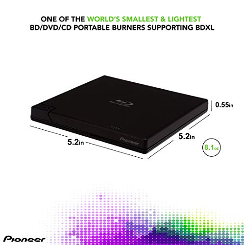 image for Plethora7 Pioneer BDR-XD07B Portable Burner & DVD Player - 6X Slim Ext