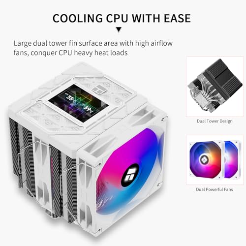 Image of Thermalright Peerless Assassin 120 Vision ARGB White CPU Cooler, PC Cooling 6 Heat Pipes, 2.8'' Magnetic Display Screen with 320x240 Resolution,for AM4 /AM5 and Intel LGA1700 /1851