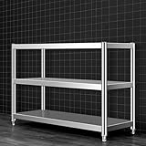 Renmlion Estante de Acero Inoxidable，Estantería de Cocina de 3 Niveles, estantería de Garaje de Metal, Estante de Horno microondas de Altura Ajustable, estantería Resistente Multiusos(120x35x80cm)