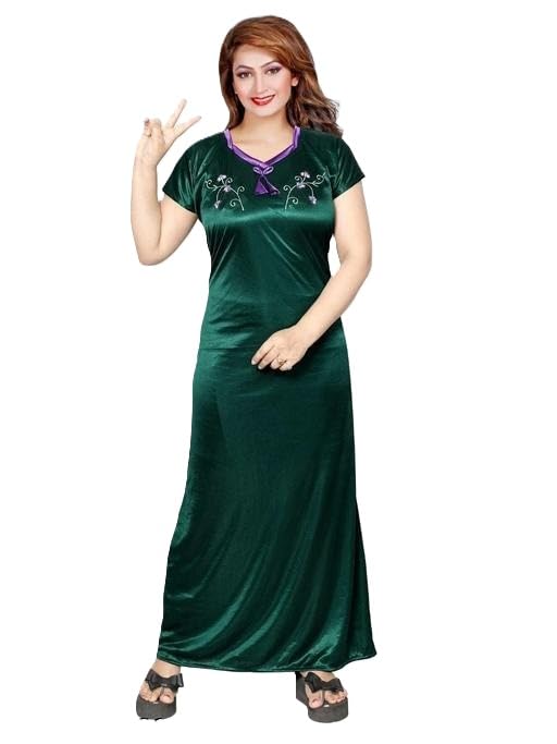 Women Satin Nighty | Stylish Maxi Night Gown for Comfortable Sleep & Everyday Use-image-8
