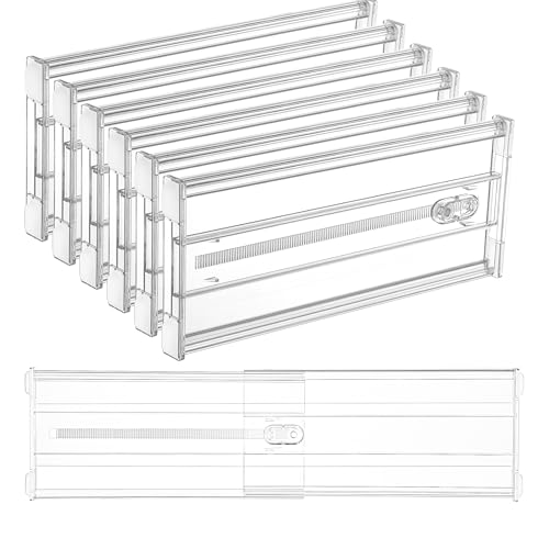 Image of Vtopmart 6 Pack 6 inch Tall Upgrade Drawer Dividers for Big and Deep Drawer, 12.8 inch-22.3 inch Adjustable Expandable Dresser Drawer Organizer, Clear Plastic Separators for Dresser, Baby Supplies, Kitchenware