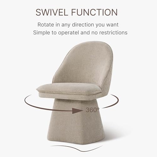 Image of KISLOT Swivel Dining Chairs Modern Desk Chair Upholstered Linen Fabric Side Chair for Kitchen Dining Room Bedroom,Khaki,2 Box