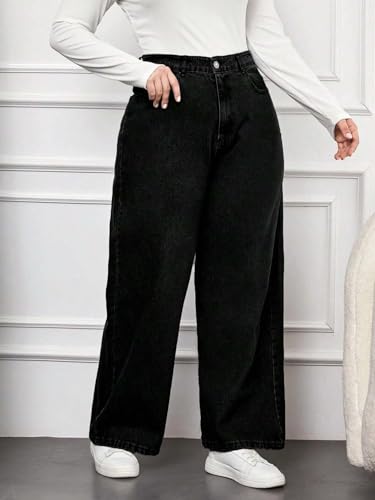 Image of KOTTY Women's Plus Size Straight Fit Denim Jeans with Comfortable Waist and Denim Fabric