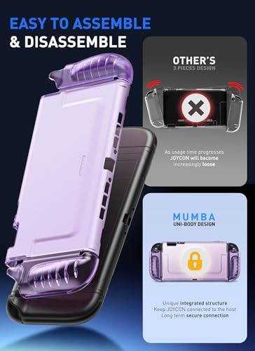 Image of Mumba Clear Case for Nintendo Switch 2 2025, Crystal Protective Clear Cover with Quick-Release Joy-Con Design and TPU Grip Compatible with New Nintendo Switch 2 7.9 Inch Console (Purple)