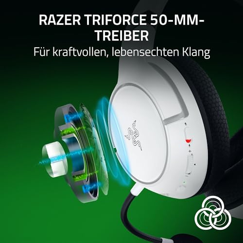 Razer Kaira HyperSpeed - Kabelloses Multiplattform-Gaming-Headset für Xbox (HyperSpeed Wireless, Triforce 50-mm-Treiber, HyperClear Kardioiden-Mik, FlowKnit Memory Foam Ohrpolster) Weiß