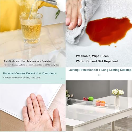 Nappe en plastique transparent protection de table rectangulaire transparente bureau - 7