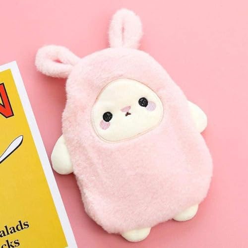 Image of Econa Hot Water Bag with Plush Fur Cover for Pain Relief, Leakproof Rubber Heating Bottle for Period Cramps, Back Pain & Muscle Therapy, Hot & Cold Compress Bag (500 ML - Penguin - Pink)