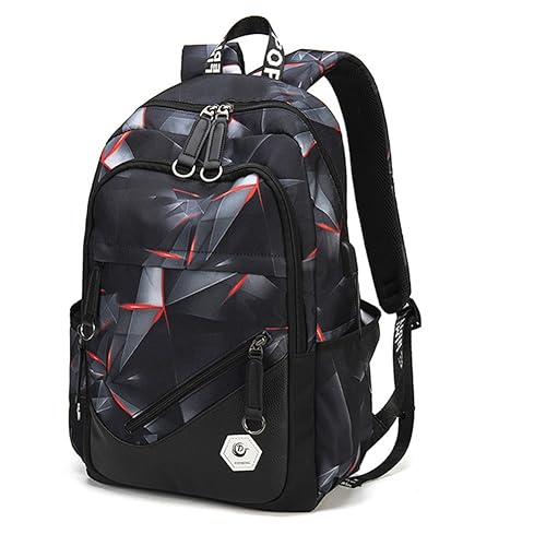 Mochila infantil para meninos do ensino fundamental, mochila escolar para adolescentes preta, Preto + vermelho, Style A-with USB Port, Mochila Daypack