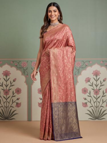 Image of AKHILAM Women's Multicolor Litchi Silk Ethnic Motif Print Saree With Unstitched Blouse Piece|sarees for women | litchi silk sarees