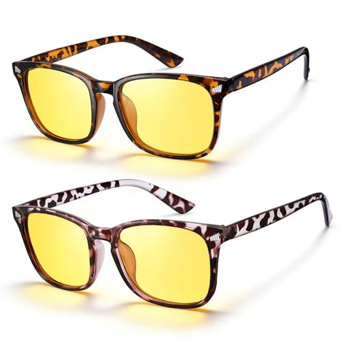 Image of Polarized Sunglasses for Women Men Night Vision Glasses Anti Glare | Yellow Anti Glare UV400 Lens, Lightweight Square Frame, for Day Night Use, Driving, Fishing, Cycling, Traveling