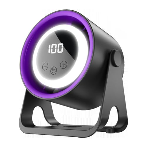 Moliuoly Ventilador de mesa silencioso que funciona con pilas: 100 velocidades, cabezal ajustable y luz nocturna LED
