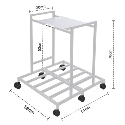 Image of WINSTAR 2-Tier UPS Stand for Home and Office | Metal Inverter Trolley with Wheels | Battery Frame for Inverter with Shelf | Black, 2 Shelf (Double Battery Stand, White Color)