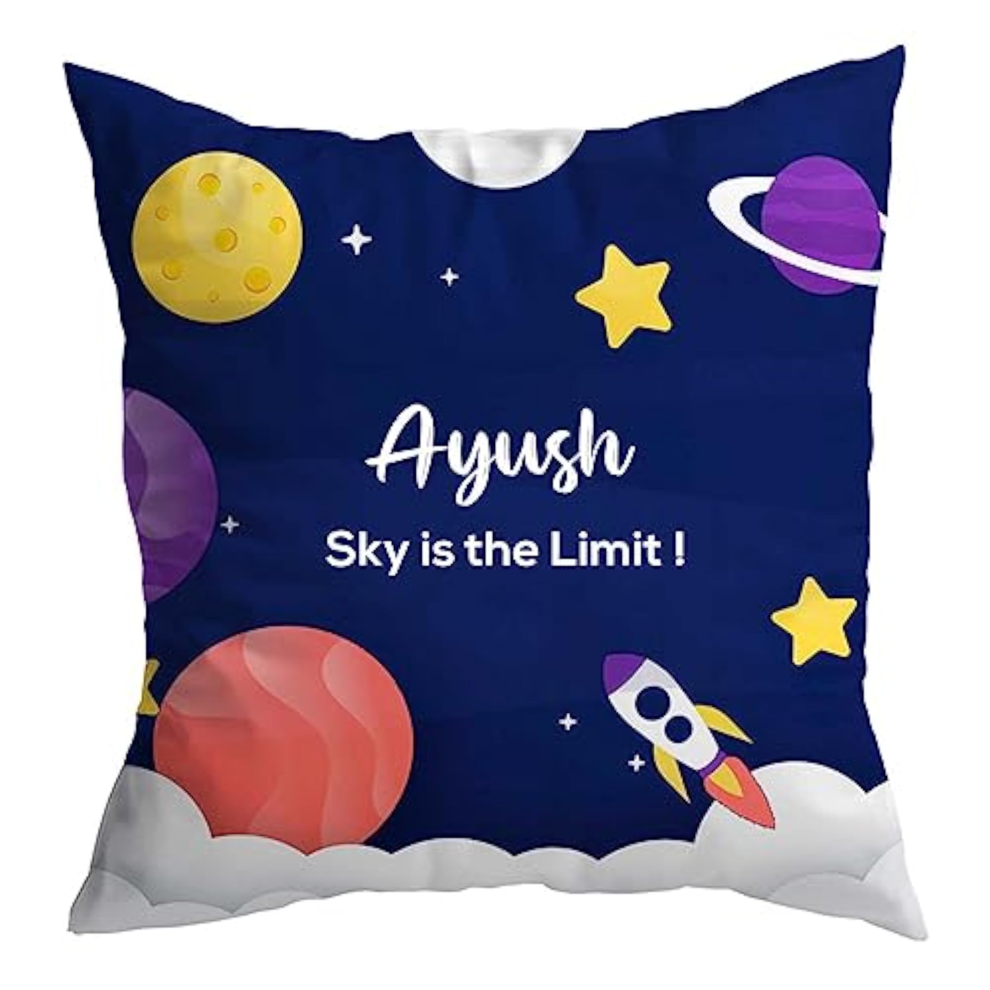 Ayush Name Space Theme Cushion Cover with Filler