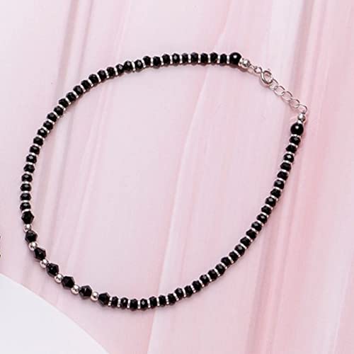 ZAVYA 925 Sterling Silver Designer Black Rhodium Plated Beaded Anklet (Single) | Gift for Women & Girls | With Certificate of Authenticity & 925 Hallmark - Image 3