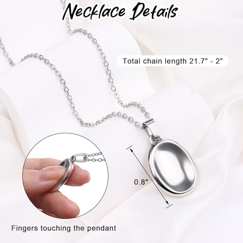 Worry Stone Necklace for Women,Anxiety Relief Fidget Jewelry,Sliver Oval Peaceful Thumb Pendant Necklace,Meditation Relaxation Stress Relief Pendant2